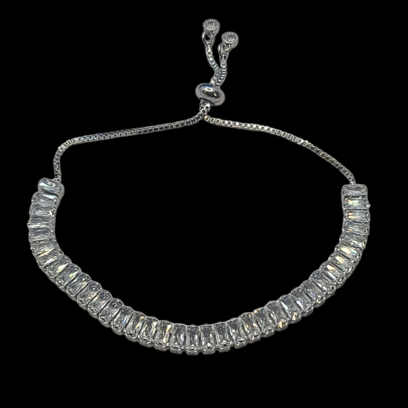 NEW 18K White Gold Baguette Diamond Bracelet - Picture 3 of 4